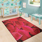Red Leaf Print Area Rug