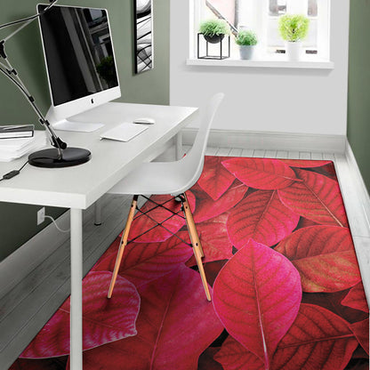 Red Leaf Print Area Rug