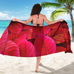 Red Leaf Print Beach Sarong Wrap