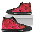 Red Leaf Print Black High Top Sneakers