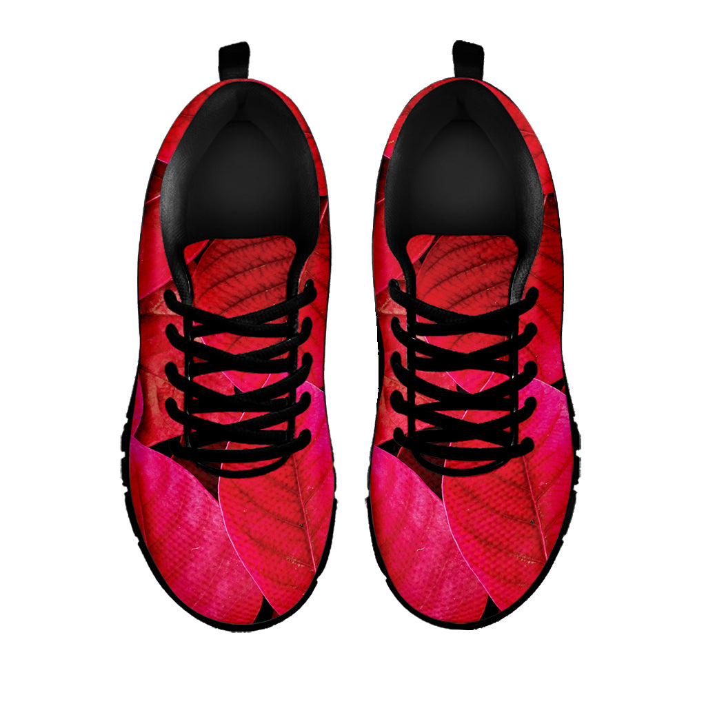 Red Leaf Print Black Sneakers