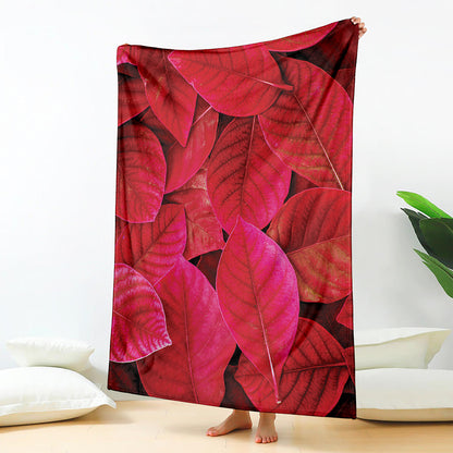 Red Leaf Print Blanket