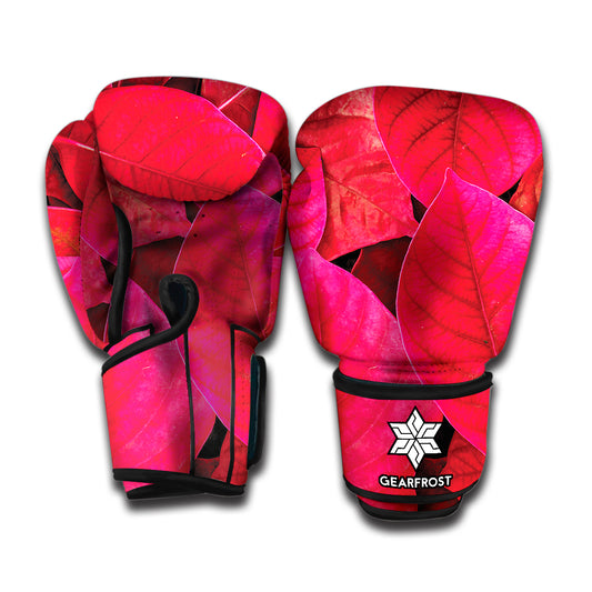 Red Leaf Print Boxing Gloves