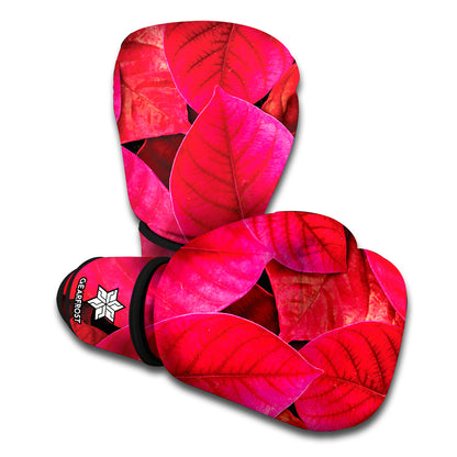 Red Leaf Print Boxing Gloves
