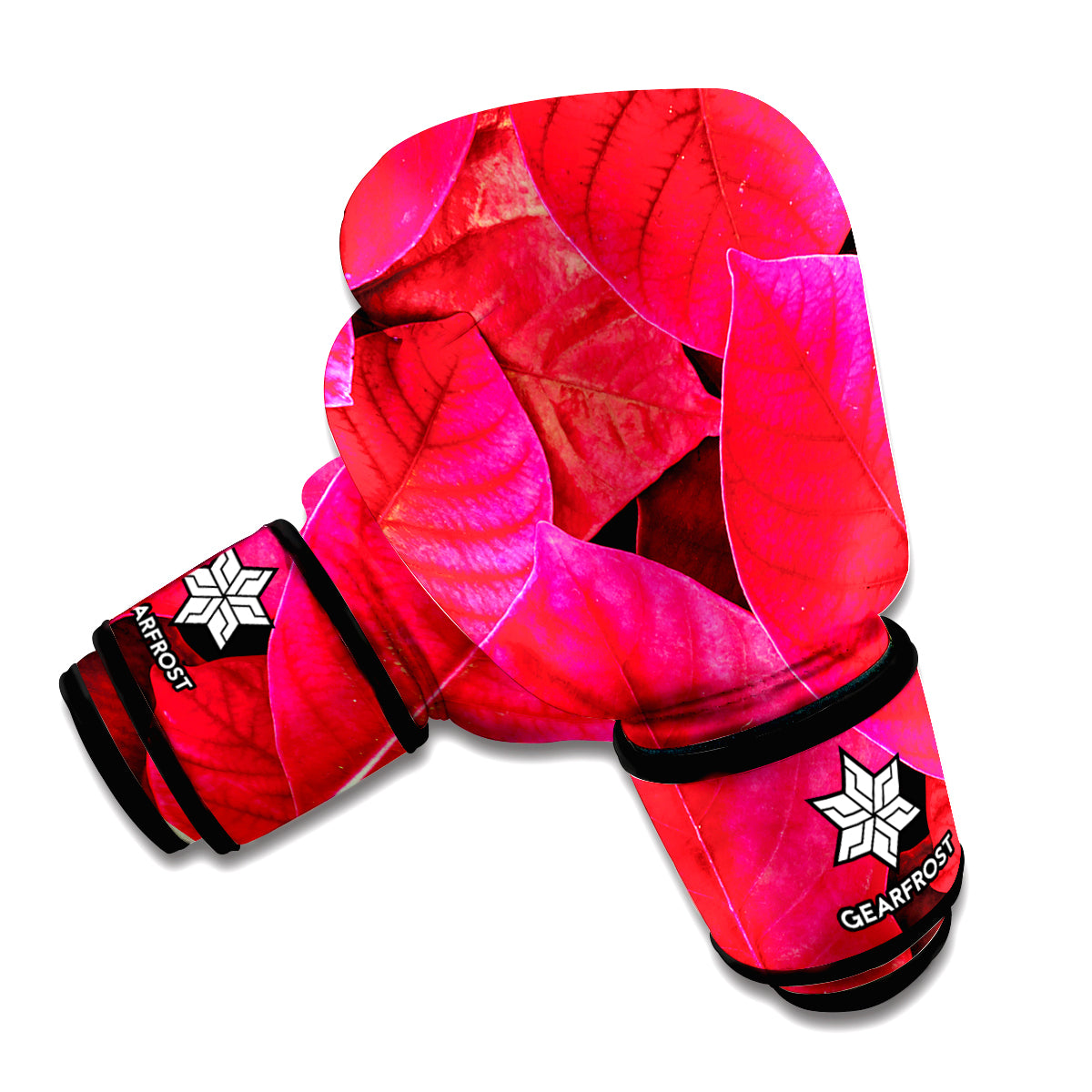 Red Leaf Print Boxing Gloves