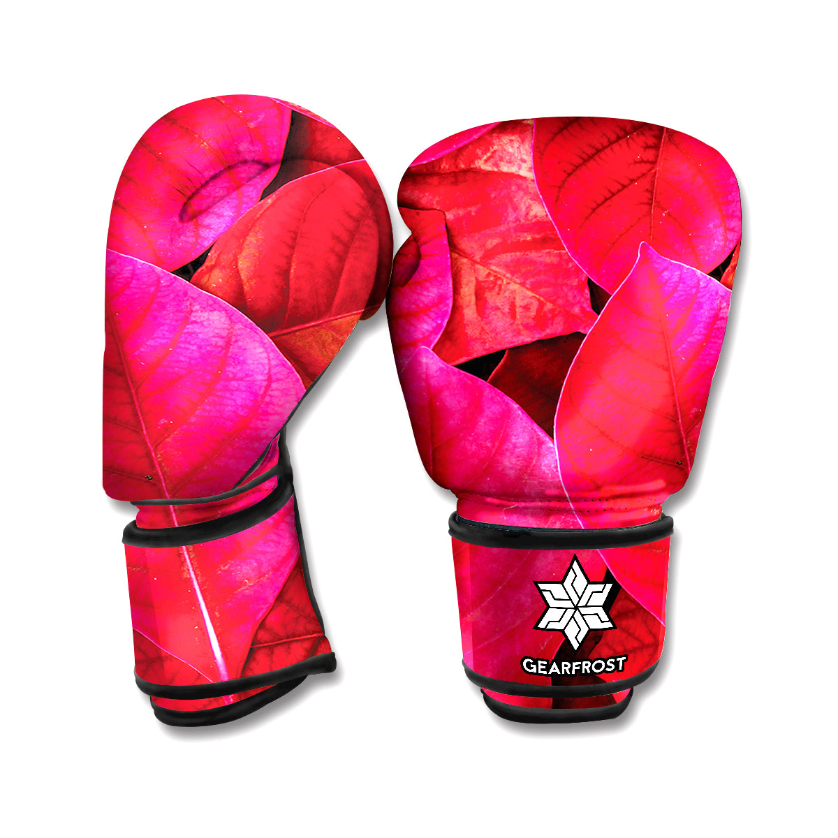 Red Leaf Print Boxing Gloves