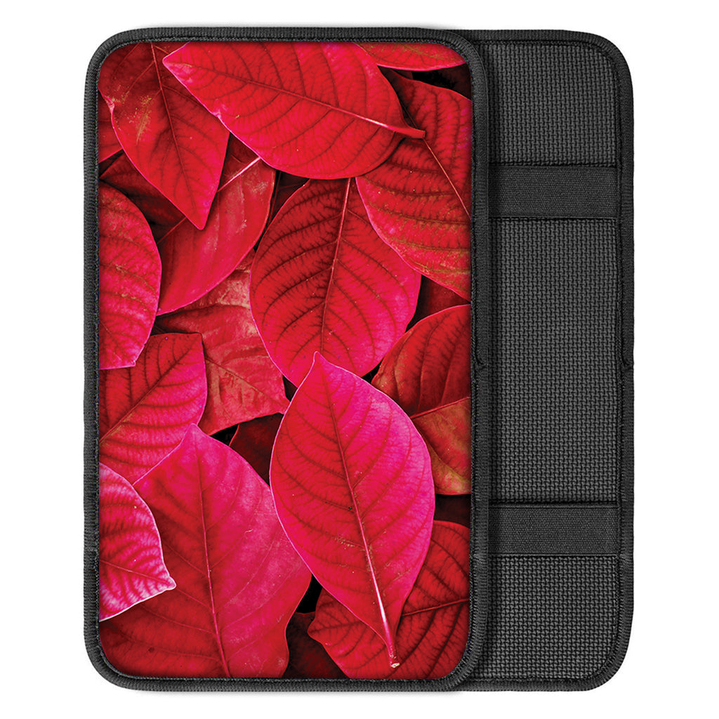 Red Leaf Print Car Center Console Cover