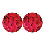 Red Leaf Print Car Coasters