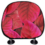 Red Leaf Print Car Headrest Covers