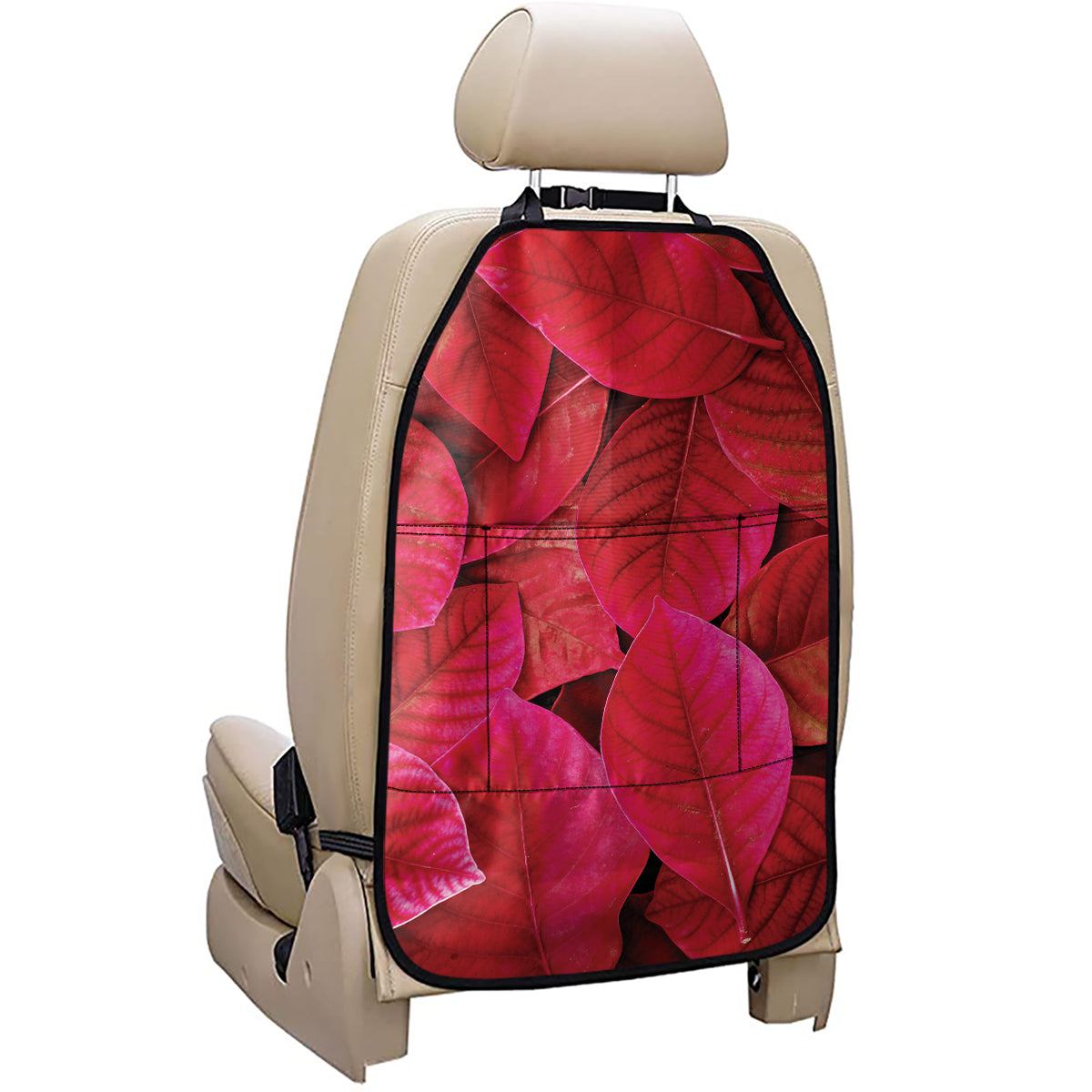 Red Leaf Print Car Seat Organizers