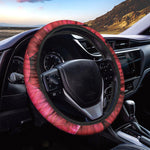 Red Leaf Print Car Steering Wheel Cover