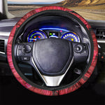 Red Leaf Print Car Steering Wheel Cover
