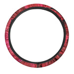 Red Leaf Print Car Steering Wheel Cover