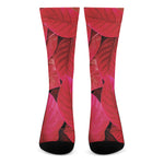 Red Leaf Print Crew Socks
