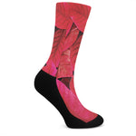 Red Leaf Print Crew Socks