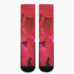Red Leaf Print Crew Socks
