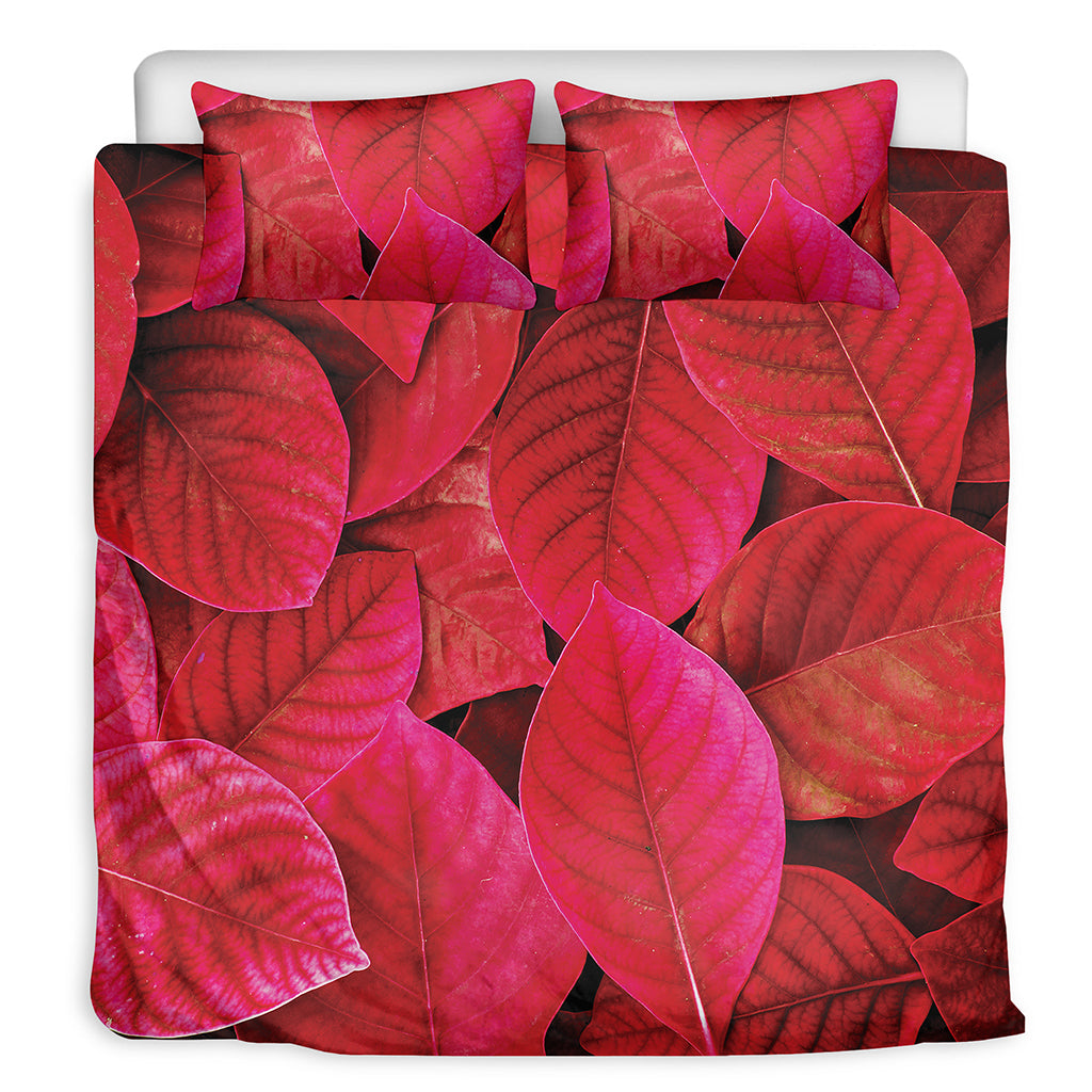 Red Leaf Print Duvet Cover Bedding Set