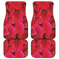 Red Leaf Print Front and Back Car Floor Mats