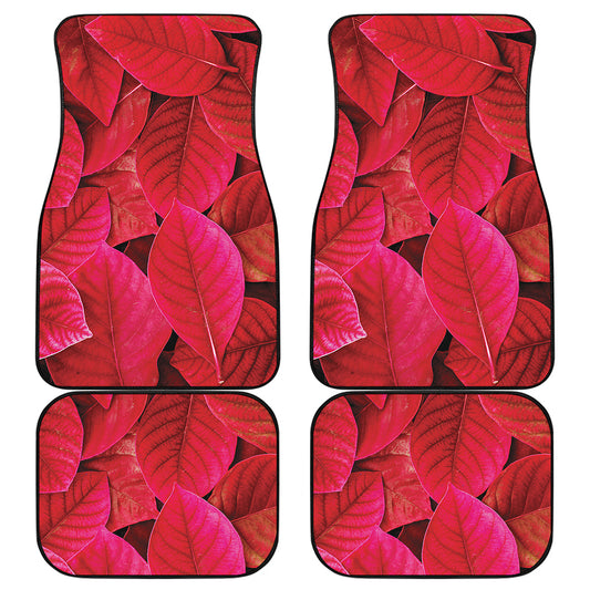 Red Leaf Print Front and Back Car Floor Mats