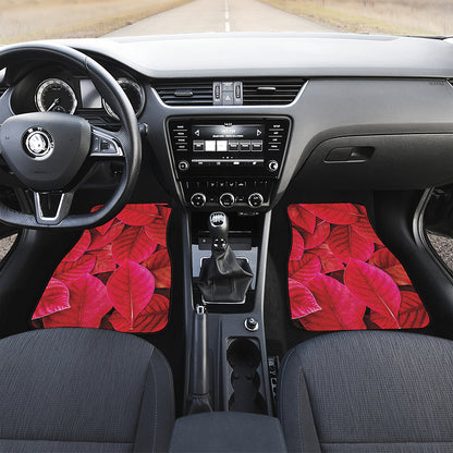 Red Leaf Print Front and Back Car Floor Mats