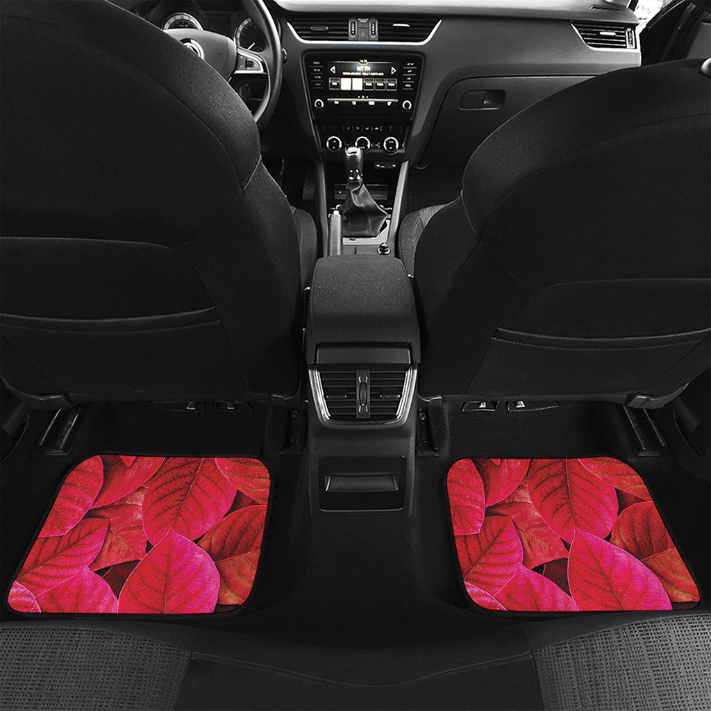Red Leaf Print Front and Back Car Floor Mats
