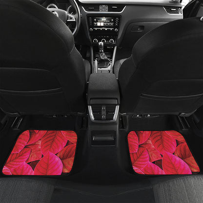 Red Leaf Print Front and Back Car Floor Mats