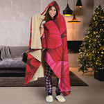Red Leaf Print Hooded Blanket