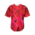 Red Leaf Print Men's Baseball Jersey