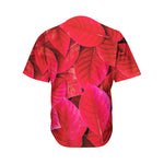 Red Leaf Print Men's Baseball Jersey