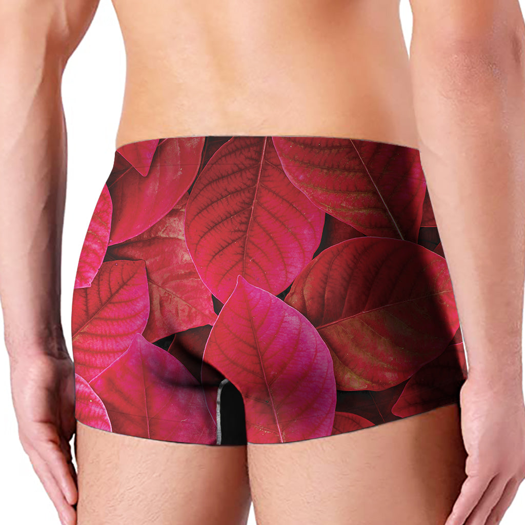 Red Leaf Print Men's Boxer Briefs