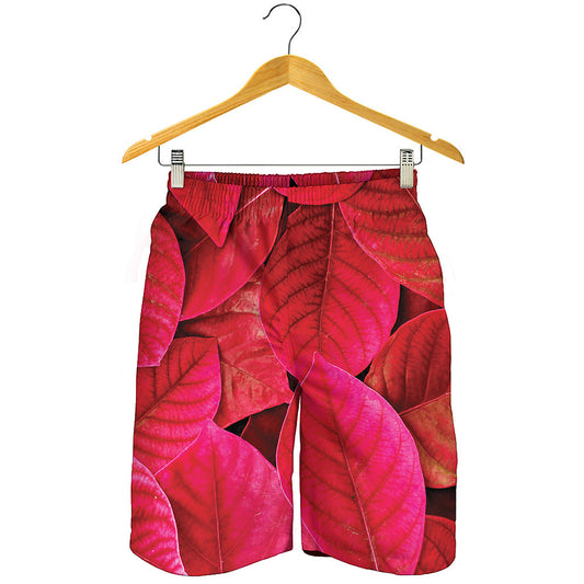 Red Leaf Print Men's Shorts