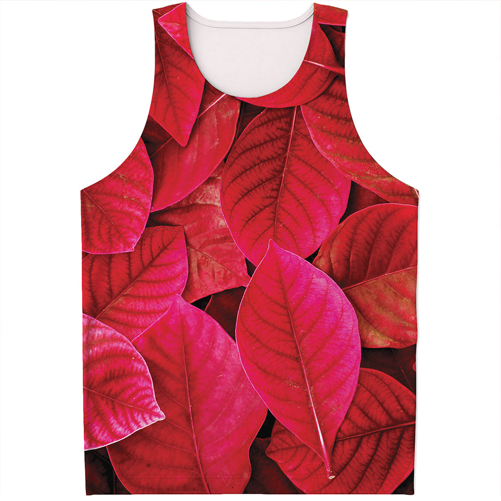 Red Leaf Print Men's Tank Top