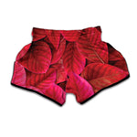 Red Leaf Print Muay Thai Boxing Shorts