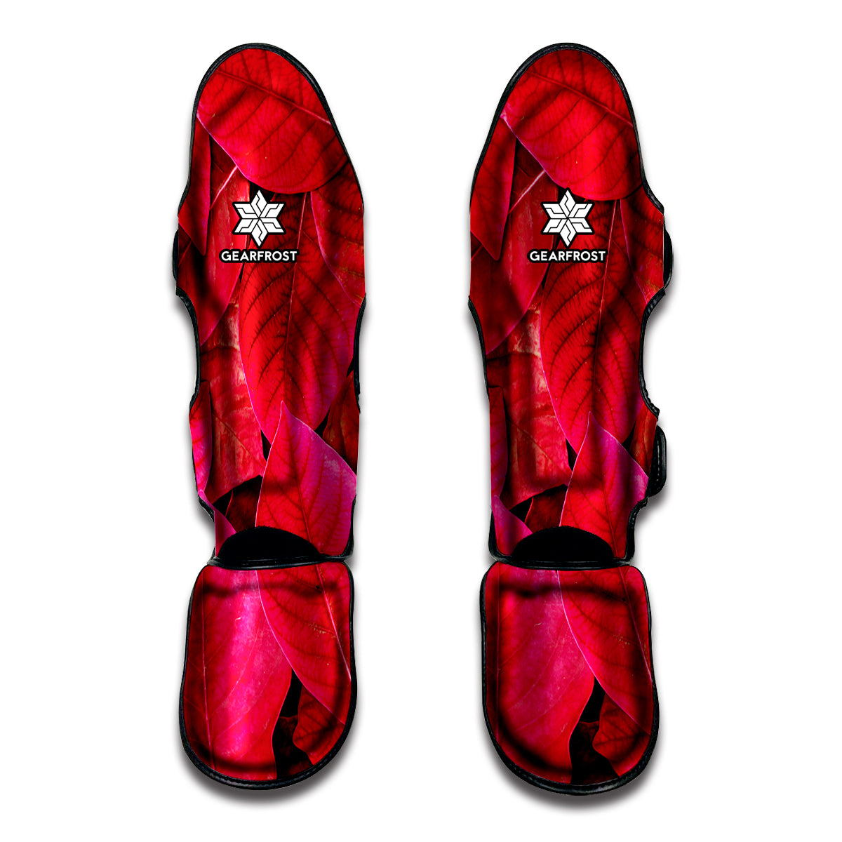 Red Leaf Print Muay Thai Shin Guard