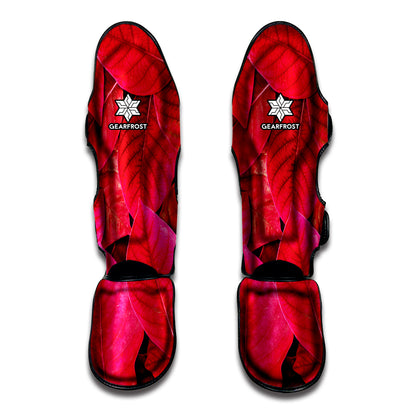 Red Leaf Print Muay Thai Shin Guard