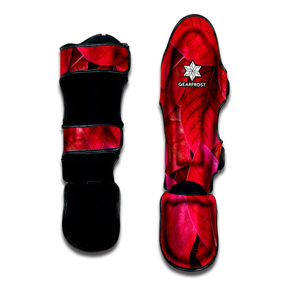 Red Leaf Print Muay Thai Shin Guard