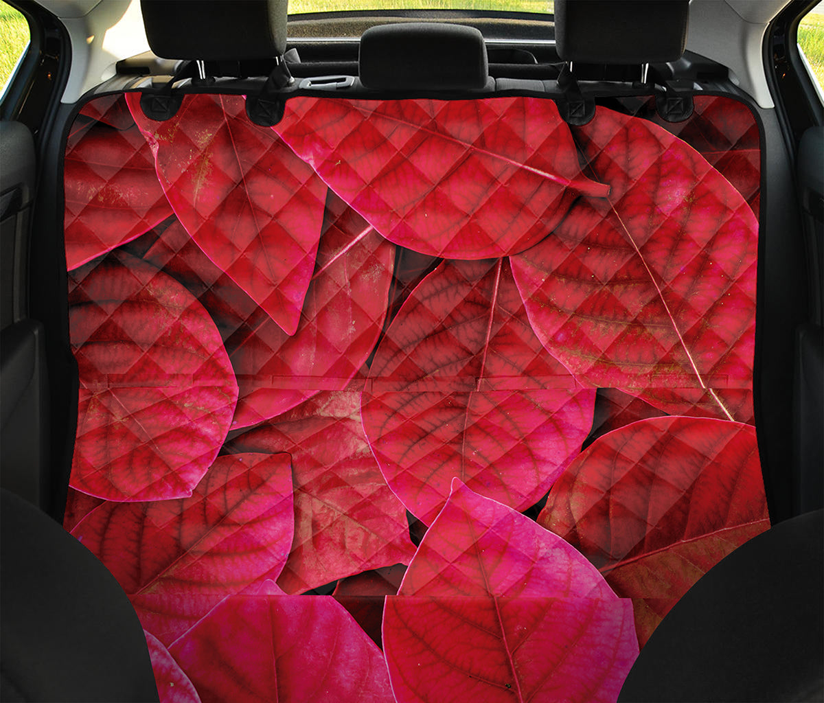 Red Leaf Print Pet Car Back Seat Cover