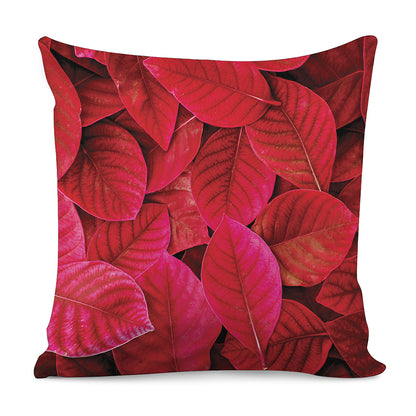 Red Leaf Print Pillow Cover