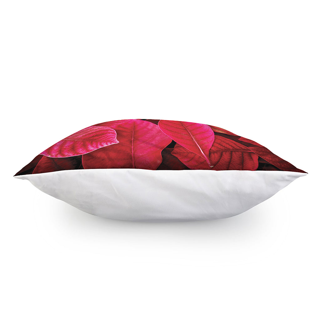 Red Leaf Print Pillow Cover