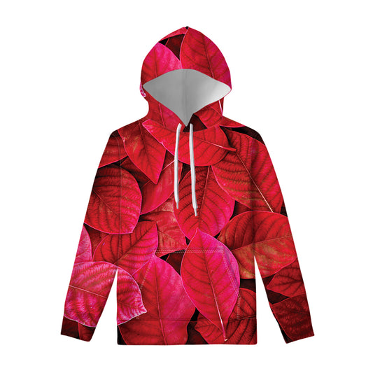 Red Leaf Print Pullover Hoodie