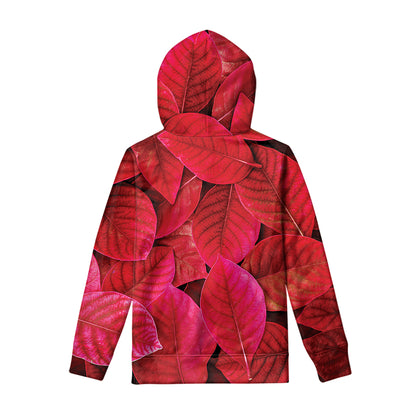Red Leaf Print Pullover Hoodie