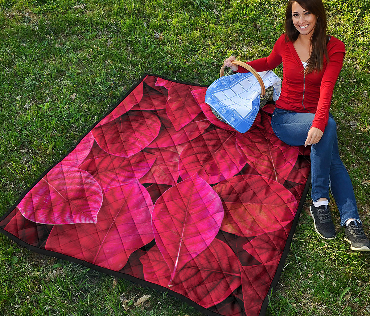 Red Leaf Print Quilt