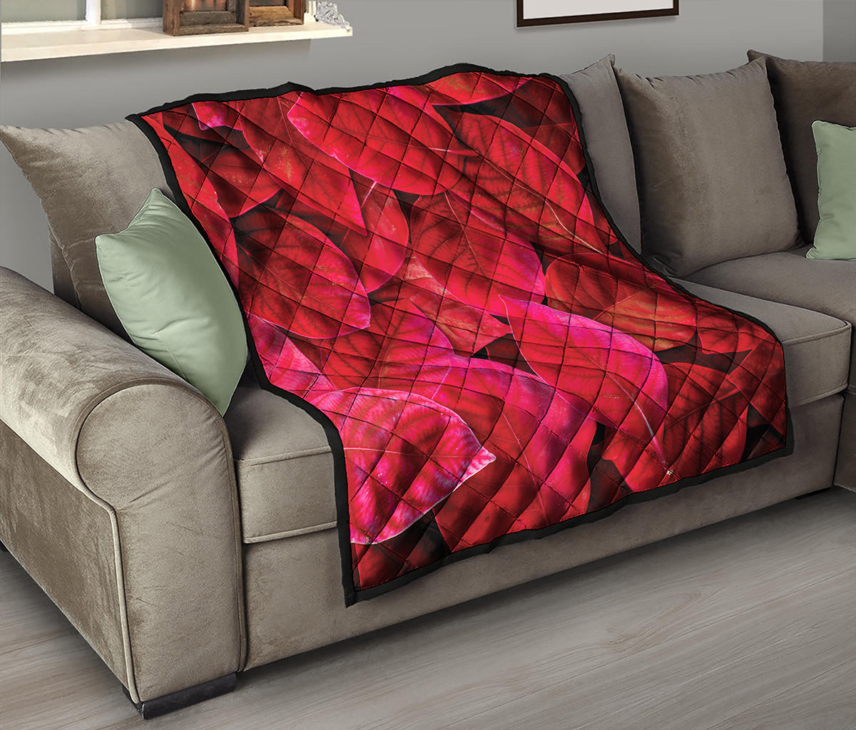 Red Leaf Print Quilt