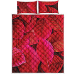 Red Leaf Print Quilt Bed Set
