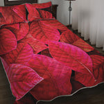 Red Leaf Print Quilt Bed Set
