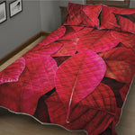 Red Leaf Print Quilt Bed Set