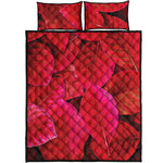 Red Leaf Print Quilt Bed Set