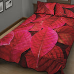 Red Leaf Print Quilt Bed Set