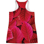 Red Leaf Print Women's Racerback Tank Top