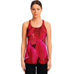 Red Leaf Print Women's Racerback Tank Top